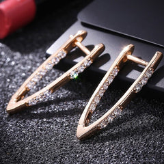 Classic Fashionable Rose Gold Inlaid Shiny Zircon Earrings
