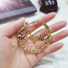 Custom Nameplate Hoop Earring Women Wedding Earings Fashion Jewelry Gold Color Name Earrings