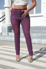 2025 Women's Vintage Stretch Zipper Fly Elastic Korean Print Leggings Hot Selling Skinny Pencil Pants for Office Summer Denim