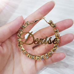 Custom Nameplate Hoop Earring Women Wedding Earings Fashion Jewelry Gold Color Name Earrings
