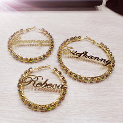 Custom Nameplate Hoop Earring Women Wedding Earings Fashion Jewelry Gold Color Name Earrings