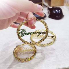 Custom Nameplate Hoop Earring Women Wedding Earings Fashion Jewelry Gold Color Name Earrings