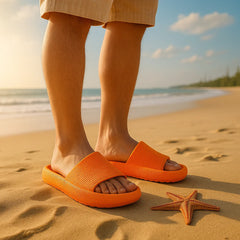 EVA Beach Slippers Thick Sole 4cm Cloud-Like Comfort Home Use Couple Height Increasing Indoor Solid Color Summer Sandals