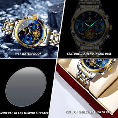 BINBOND B780 Top Brand Mens Quartz Luxury Stainless Steel Luminescence Clock Casual Chic Waterproof Outdoor Sport Watch