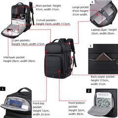 Expandable Men‘s 17 Inch Laptop Backpacks Waterproof Notebook Bag USB Schoolbag Sports Travel School Bag Pack Backpack For Male