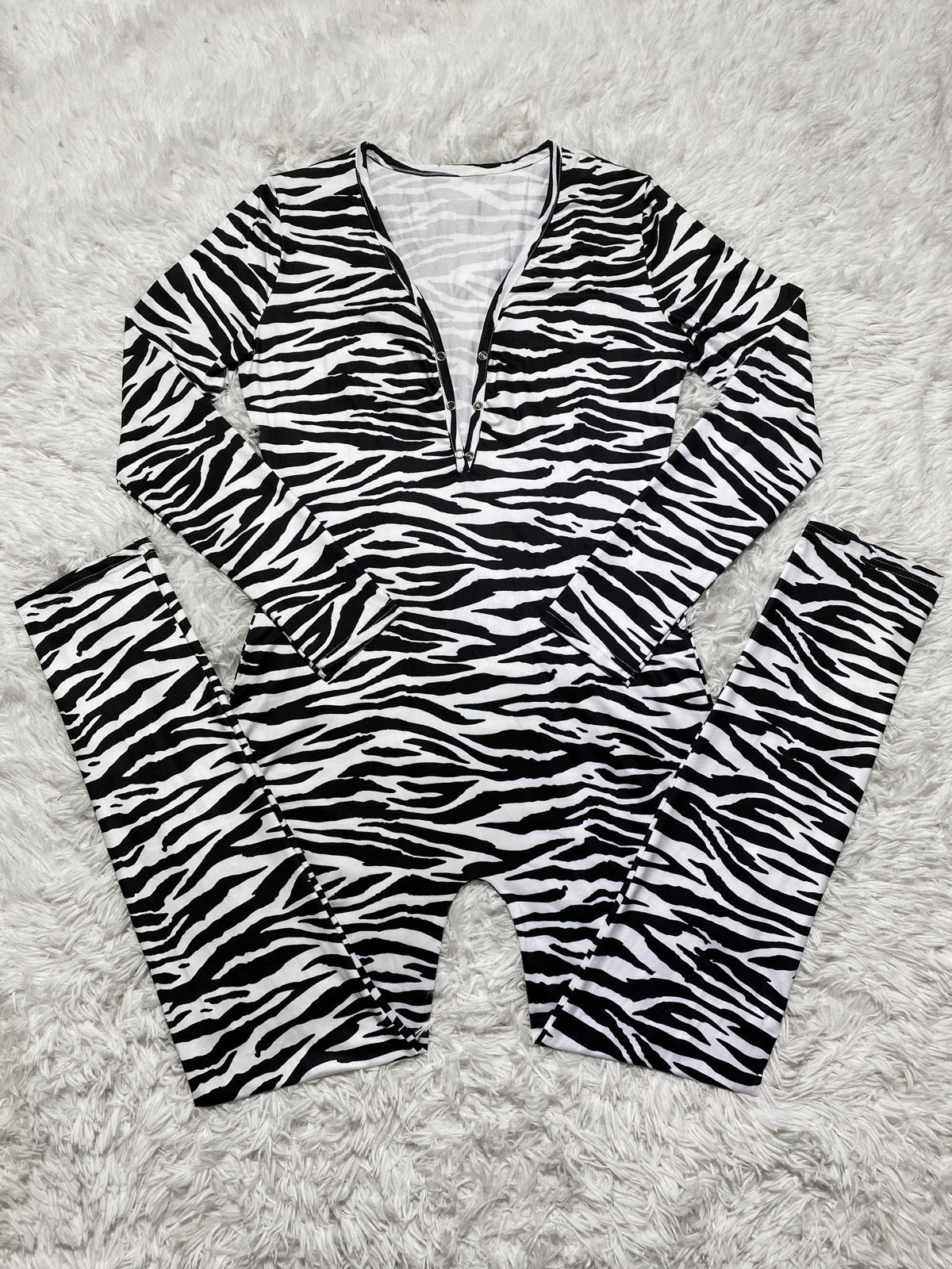 Casual Leopard Print Printed Long-sleeved Trousers Home Jumpsuit