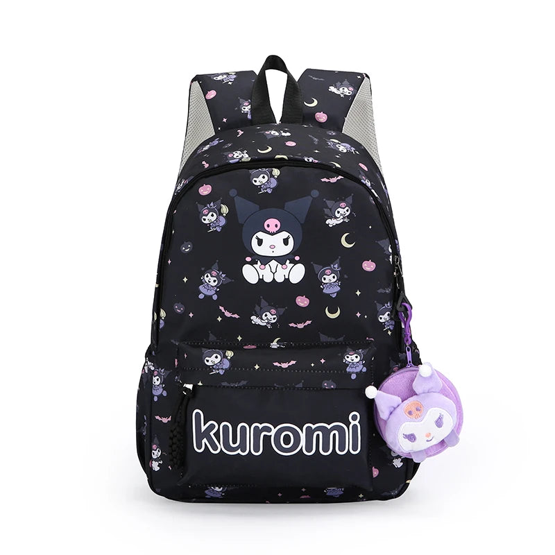 2pcs Hello Kittys Anime Backpack, Kuromis Cinnamorolls Backpack With Wallet Charm, Kids Girl Casual Travel Commute Knapsack