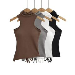 Women 2024 Summer New Fashion Digging Shoulder Waist Strap Belt Chest Pad Tank Tops Retro Casual Female Camis Chic Tops