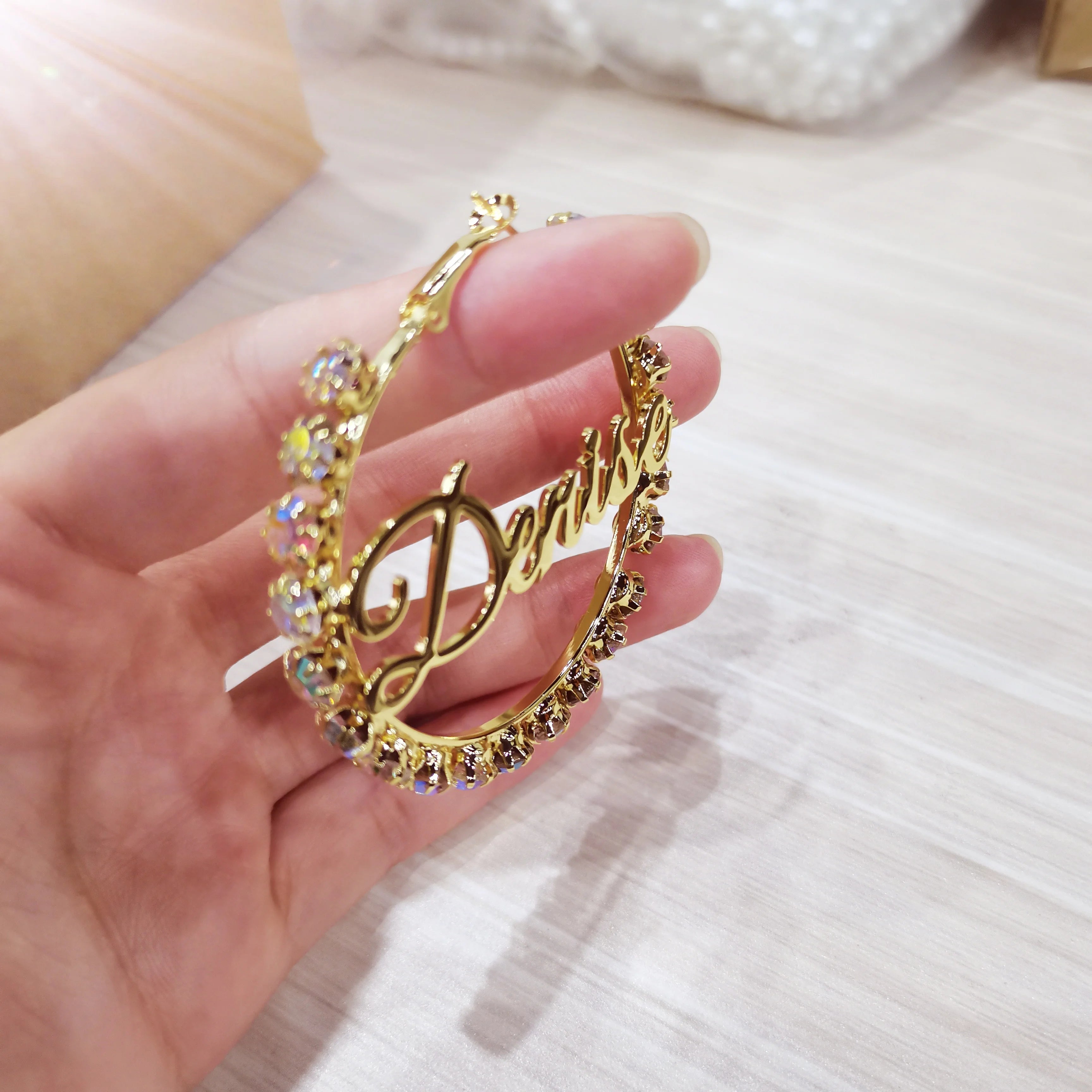 Custom Nameplate Hoop Earring Women Wedding Earings Fashion Jewelry Gold Color Name Earrings