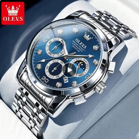 OLEVS 2889 New Men Fashion Business Watch Outdoor Sports Timing Reloj Top Brand Classic Multifunctional Steel Band Quartz Watch