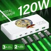 Eonline 3D 120W GaN Type C 5-Port Charger USB C PD Fast Charger Quick Charge 3.0 Multiple Desktop Charging Station for iPhone 15