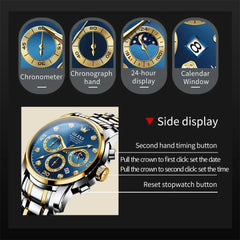 OLEVS 2889 New Men Fashion Business Watch Outdoor Sports Timing Reloj Top Brand Classic Multifunctional Steel Band Quartz Watch