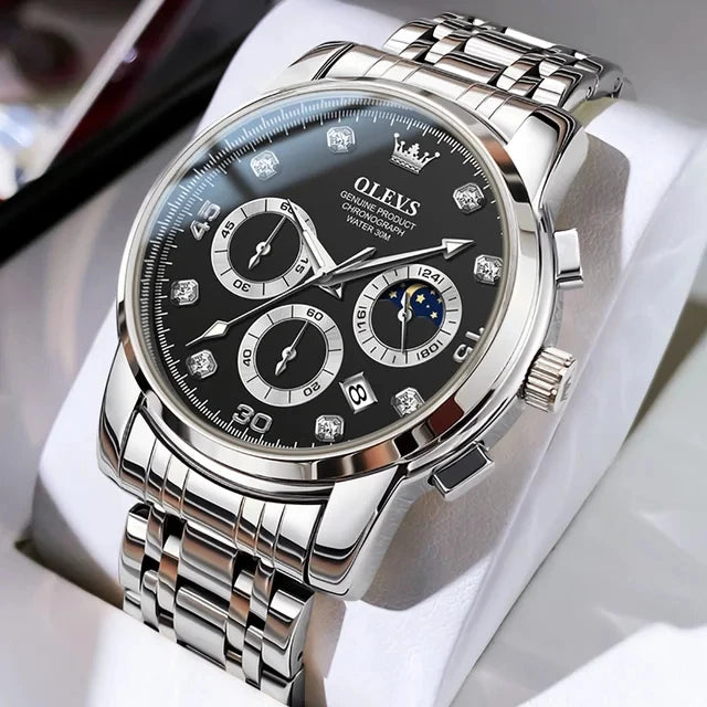 OLEVS 2889 New Men Fashion Business Watch Outdoor Sports Timing Reloj Top Brand Classic Multifunctional Steel Band Quartz Watch