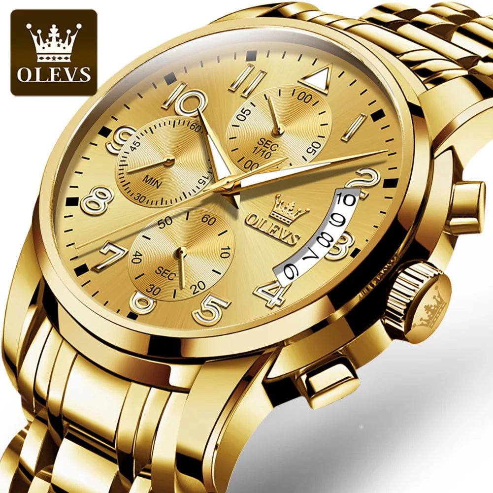 OLEVS 2879 Quartz Watch Stainless Steel Band Diamond Auto Date Business Multifunction Watch Men