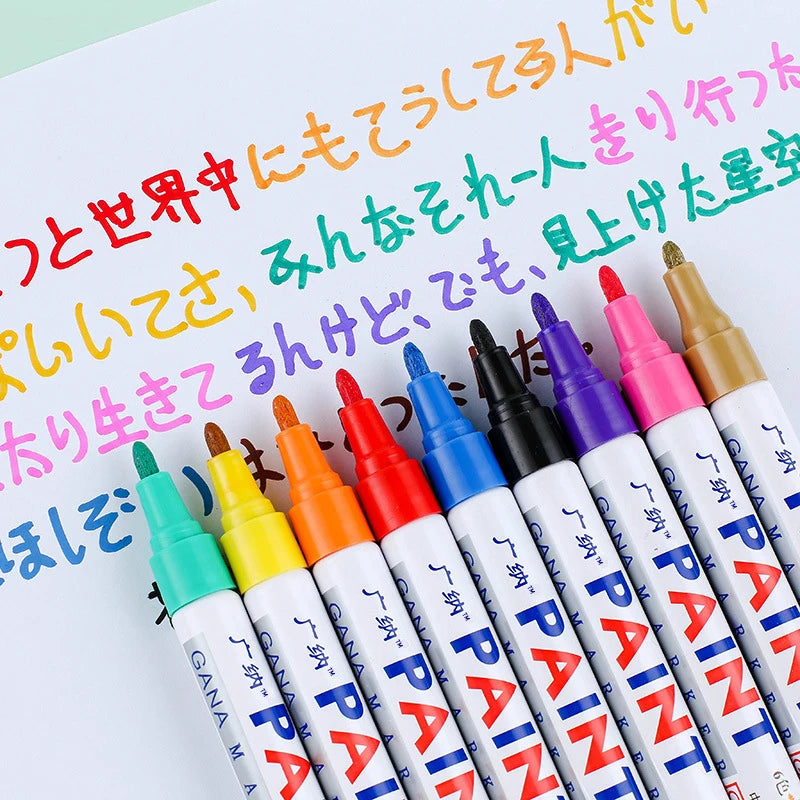 12 Colors Paint Pen Waterproof Metal Permanent Ink Art Marker Pen  for Rock Wood Metal Plastic Glass Graffti Ceramic Car DIY