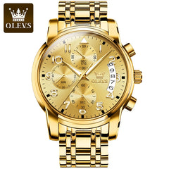 OLEVS 2879 Quartz Watch Stainless Steel Band Diamond Auto Date Business Multifunction Watch Men