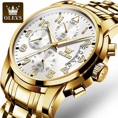 OLEVS 2879 Quartz Watch Stainless Steel Band Diamond Auto Date Business Multifunction Watch Men