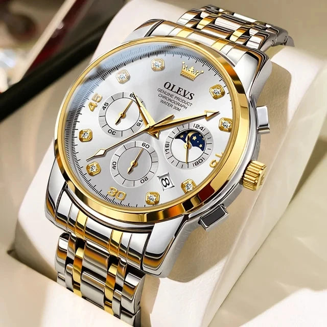 OLEVS 2889 New Men Fashion Business Watch Outdoor Sports Timing Reloj Top Brand Classic Multifunctional Steel Band Quartz Watch
