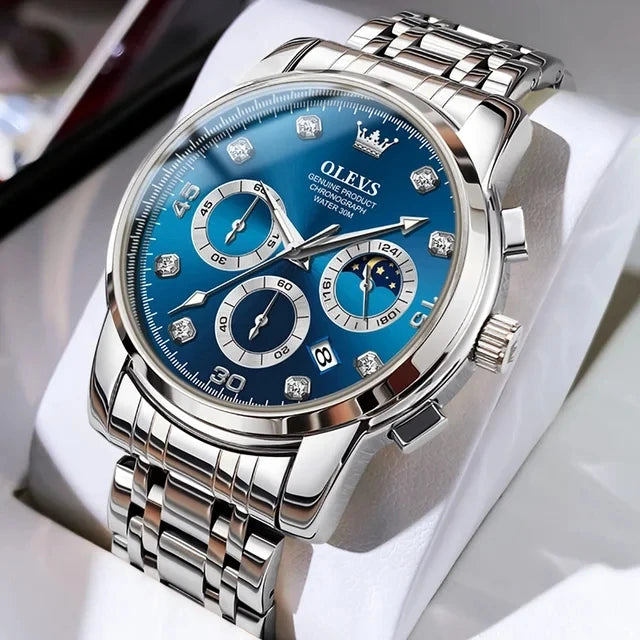 OLEVS 2889 New Men Fashion Business Watch Outdoor Sports Timing Reloj Top Brand Classic Multifunctional Steel Band Quartz Watch