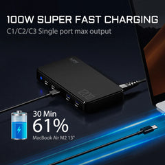 Eonline 3D 120W GaN Type C 5-Port Charger USB C PD Fast Charger Quick Charge 3.0 Multiple Desktop Charging Station for iPhone 15