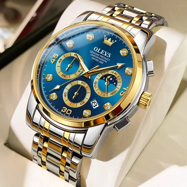 OLEVS 2889 New Men Fashion Business Watch Outdoor Sports Timing Reloj Top Brand Classic Multifunctional Steel Band Quartz Watch