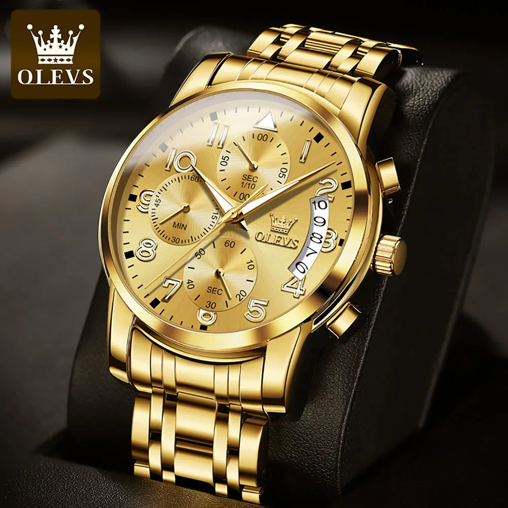 OLEVS 2879 Quartz Watch Stainless Steel Band Diamond Auto Date Business Multifunction Watch Men