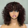 Glueless Brazilian Short Bob Wig With Bangs, Bang Luxury Curly Wig, Cheap Curly Human Hair Bang Wig Non Lace Human Hair Wigs