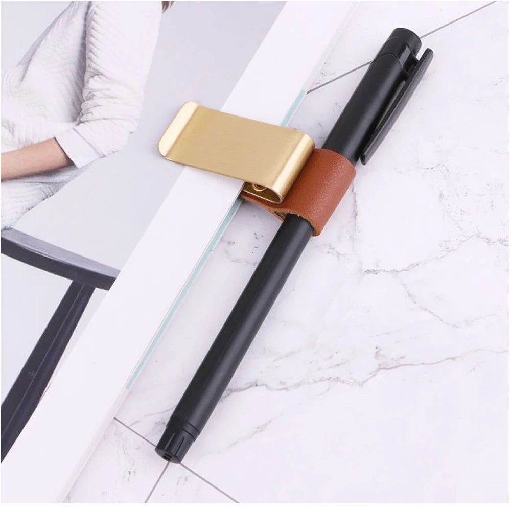 Pen Loop For Notebook Retro Leather Journal Notebook Pencil Holder Bookmark With Metal Clip Clip De BolíGrafo De Metal Con Cuero