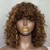 Glueless Brazilian Short Bob Wig With Bangs, Bang Luxury Curly Wig, Cheap Curly Human Hair Bang Wig Non Lace Human Hair Wigs