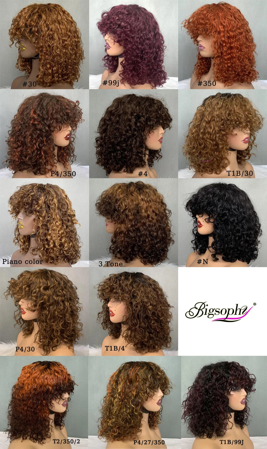 Glueless Brazilian Short Bob Wig With Bangs, Bang Luxury Curly Wig, Cheap Curly Human Hair Bang Wig Non Lace Human Hair Wigs