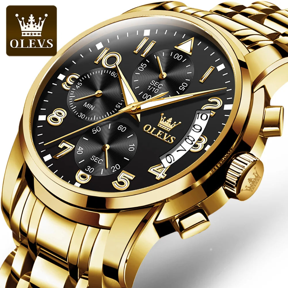 OLEVS 2879 Quartz Watch Stainless Steel Band Diamond Auto Date Business Multifunction Watch Men