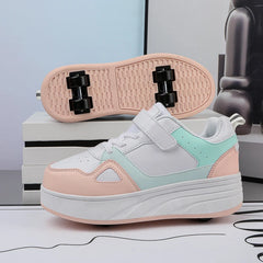 New Children's Light up Lamp Factory Soft Bottom Colorful Shine Mesh Comfortable Adjustable Lights Kids Light Rollerskate Shoes