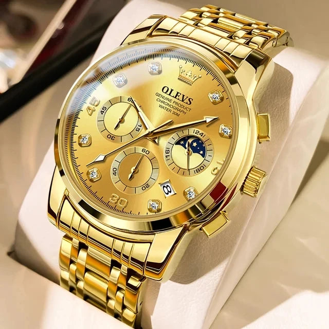 OLEVS 2889 New Men Fashion Business Watch Outdoor Sports Timing Reloj Top Brand Classic Multifunctional Steel Band Quartz Watch
