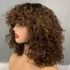 Glueless Brazilian Short Bob Wig With Bangs, Bang Luxury Curly Wig, Cheap Curly Human Hair Bang Wig Non Lace Human Hair Wigs