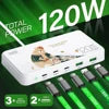 Eonline 3D 120W GaN Type C 5-Port Charger USB C PD Fast Charger Quick Charge 3.0 Multiple Desktop Charging Station for iPhone 15