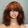 Glueless Brazilian Short Bob Wig With Bangs, Bang Luxury Curly Wig, Cheap Curly Human Hair Bang Wig Non Lace Human Hair Wigs