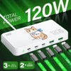 Eonline 3D 120W GaN Type C 5-Port Charger USB C PD Fast Charger Quick Charge 3.0 Multiple Desktop Charging Station for iPhone 15