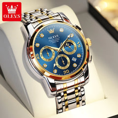 OLEVS 2889 Men's Wathes Top Brand Business Original Quartz Watch for Man Waterproof Stainless Steel Luminous Date Moon Phase New
