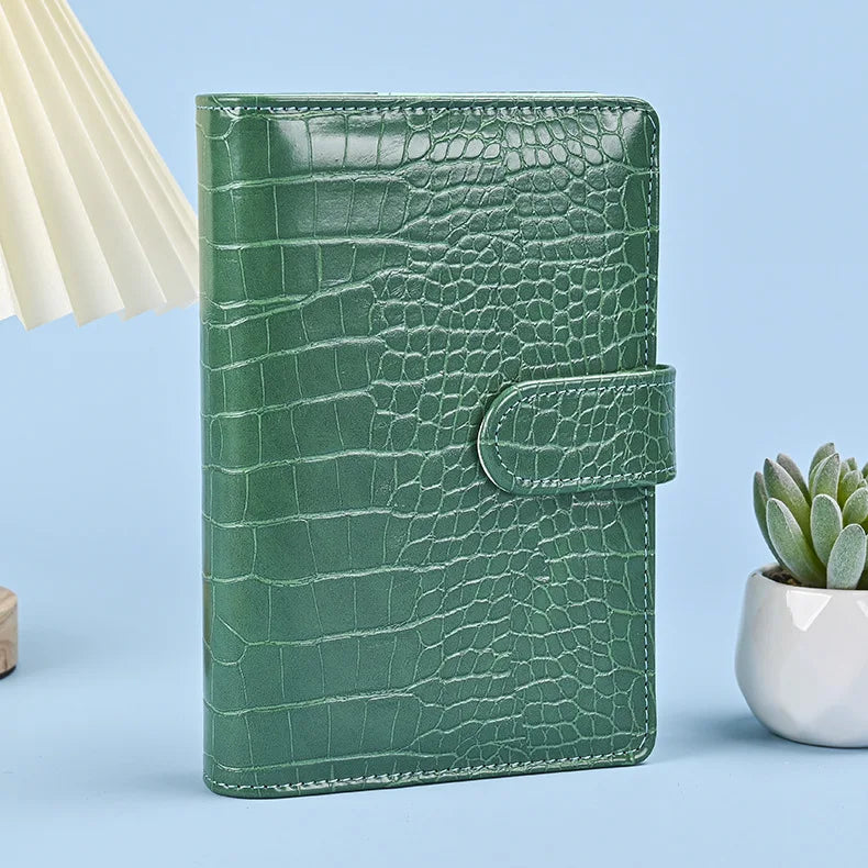 A5 A6 A7 Crocodile Color 6 Ring Binder PU Clip-on Notebook Leather Loose Leaf Notebook Cover Notebooks Journal Stationery