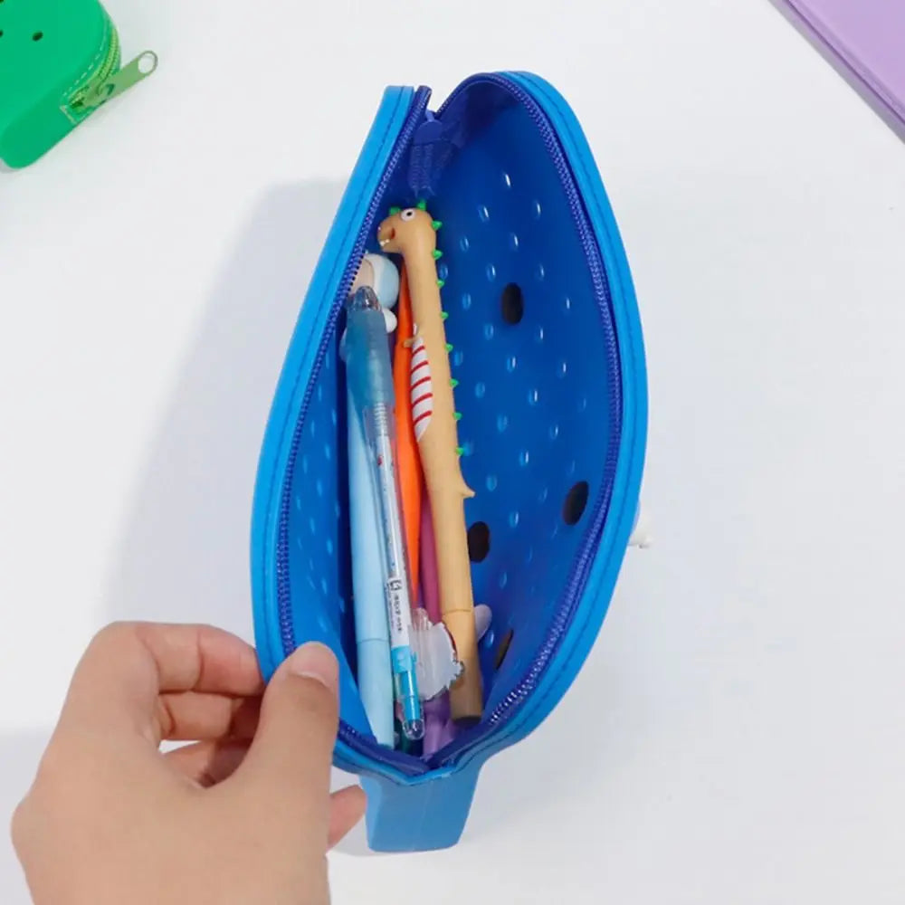 DIY Silicone Hole Pen Bag Large Capacity Pencil Case Student Stationery Organizer Dirt Resistant Multifuncional Stationery Bag