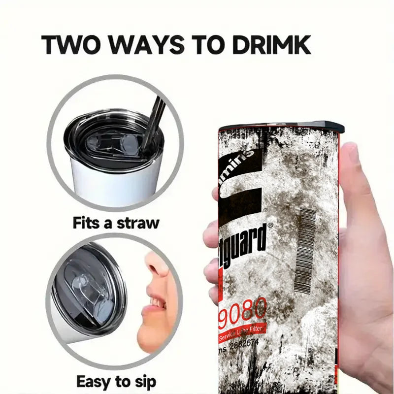 1pcs Retro Tumbler With Lid And Straw, 20oz Stainless Steel Water Bottle, Insulated Straight Water Cups