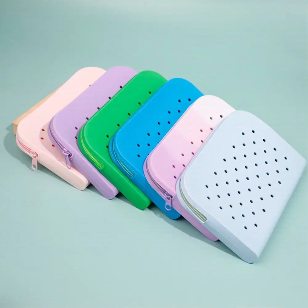 DIY Silicone Hole Pen Bag Large Capacity Pencil Case Student Stationery Organizer Dirt Resistant Multifuncional Stationery Bag