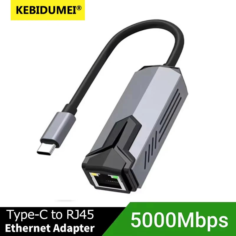 5000Mbps USB Network Card 5Gbps High Speed Wired Adapter USB3.0 Type-C to RJ45 Ethernet Converter HUB For MacBook Notebook PC