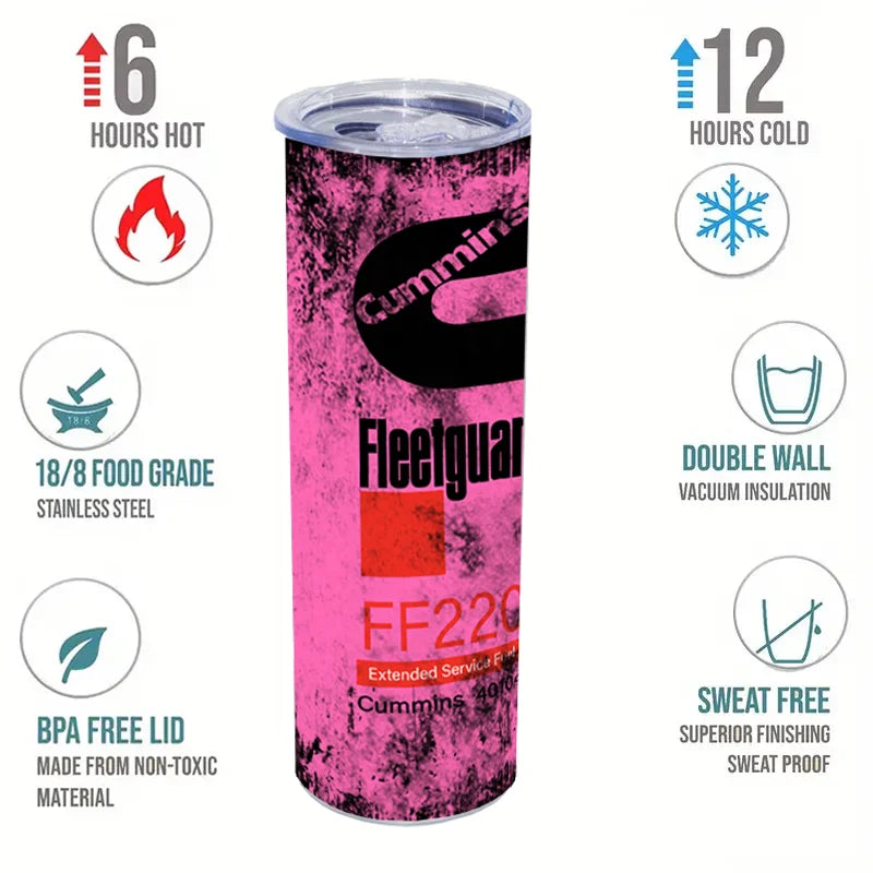 1pcs Retro Tumbler With Lid And Straw, 20oz Stainless Steel Water Bottle, Insulated Straight Water Cups