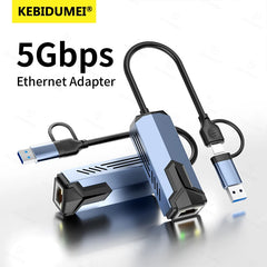 5000Mbps USB Network Card 5Gbps High Speed Wired Adapter USB3.0 Type-C to RJ45 Ethernet Converter HUB For MacBook Notebook PC