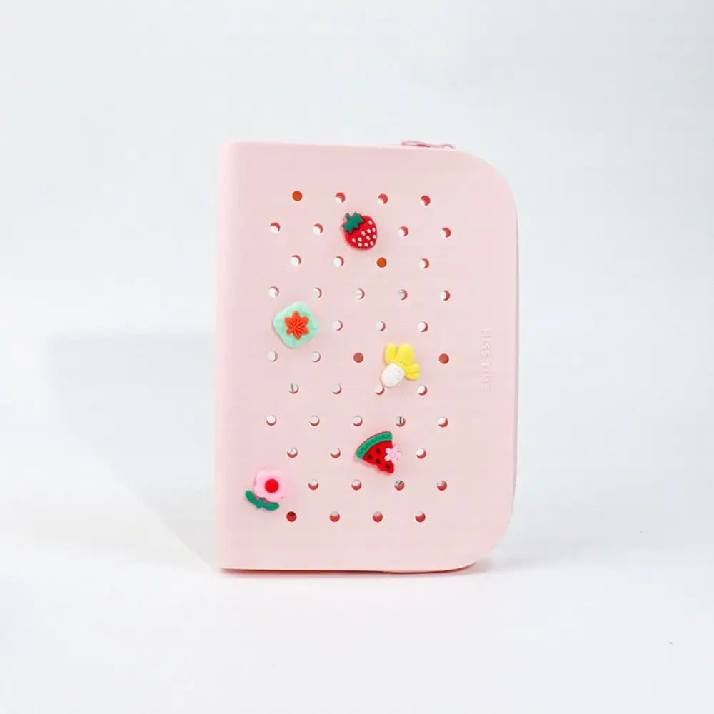 DIY Silicone Hole Pen Bag Large Capacity Pencil Case Student Stationery Organizer Dirt Resistant Multifuncional Stationery Bag