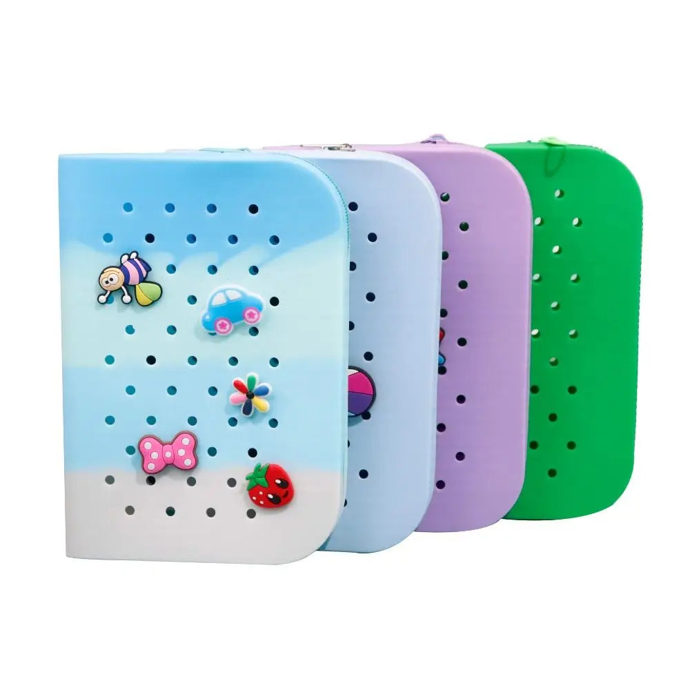 DIY Silicone Hole Pen Bag Large Capacity Pencil Case Student Stationery Organizer Dirt Resistant Multifuncional Stationery Bag