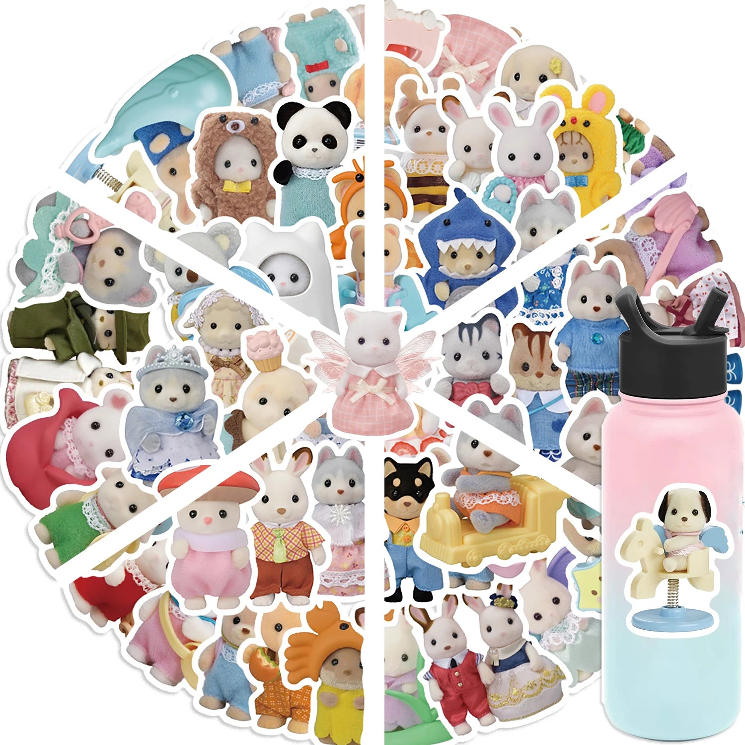 55PCS Cute Calico Critters Graffiti Stickers Children's Cartoon Doll Decals DIY Laptop Notebook Decoration Sticker Toy