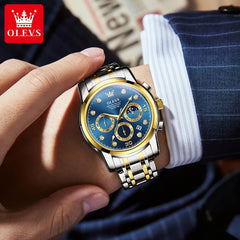 OLEVS 2889 Men's Wathes Top Brand Business Original Quartz Watch for Man Waterproof Stainless Steel Luminous Date Moon Phase New