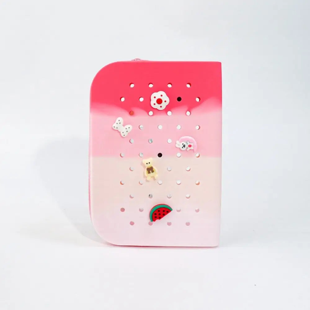DIY Silicone Hole Pen Bag Large Capacity Pencil Case Student Stationery Organizer Dirt Resistant Multifuncional Stationery Bag